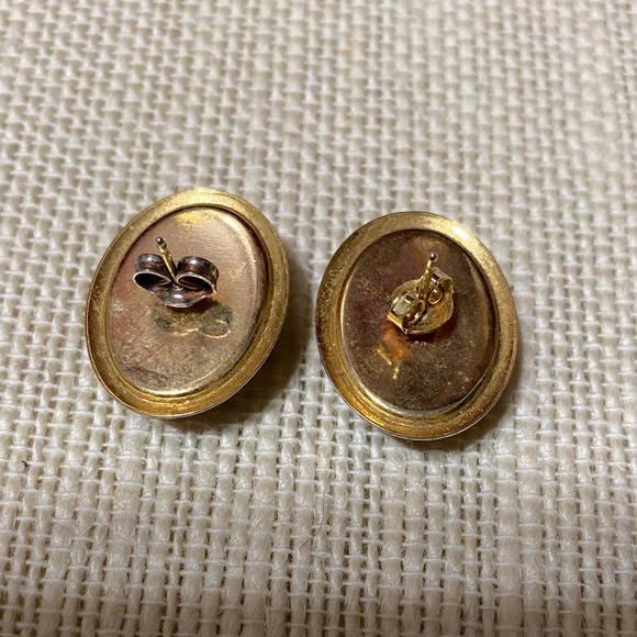 Elegant vintage Black onyx Gold Earrings - Picture 4 of 6